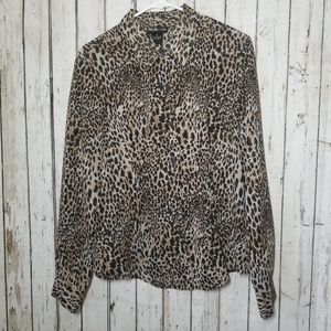 STYLE & CO WOMENS 14 LEOPARD DRESS SHIRT